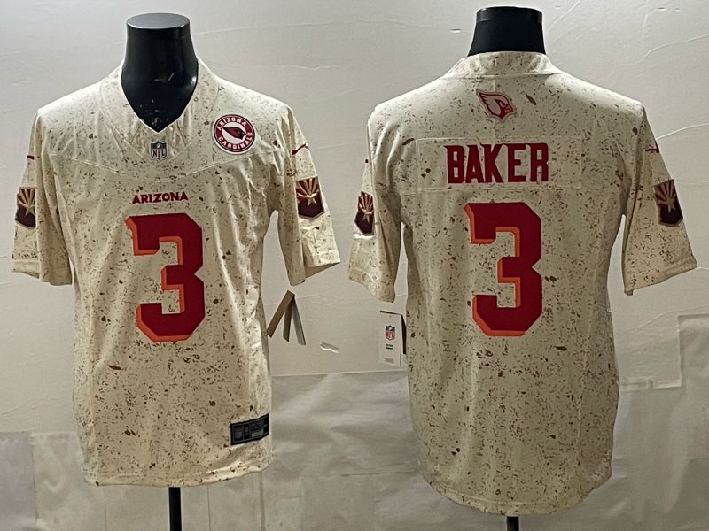 Men 2025 Nike Arizona Cardinals #3 Baker Cream Throwback 5th generation Limited NFL Jersey 0011